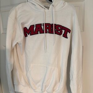 Champion Red and White Hooded Sweatshirt